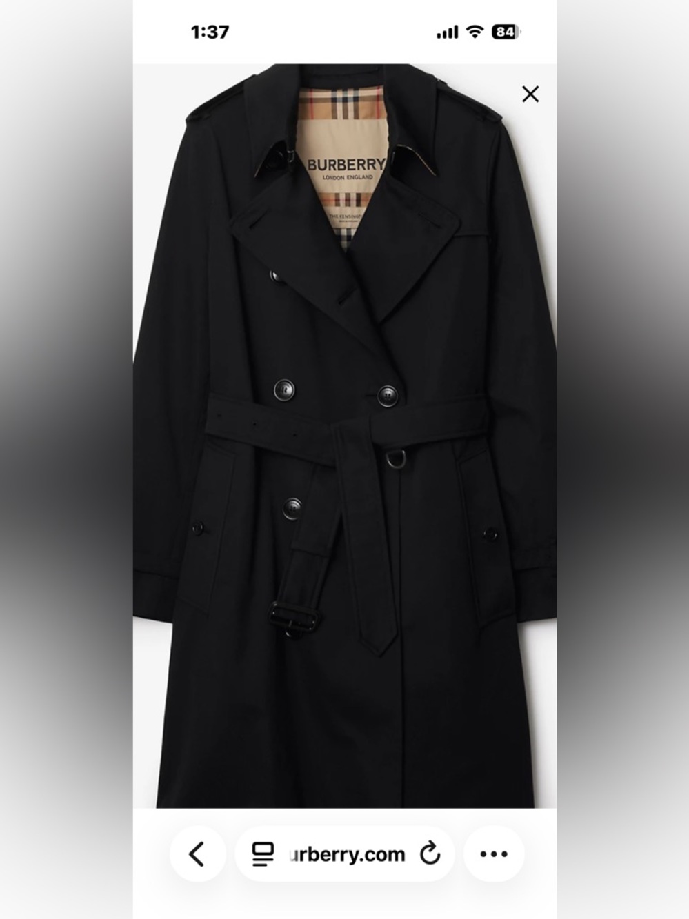 BURBERRY Double-Breasted Trench with Belt, Size 4/6